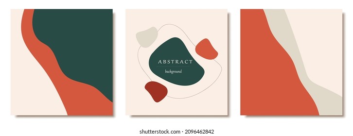 Hand drawn abstract backgrounds set. Contemporary posters in scandinavian style. Modern illustration.