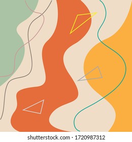 Antecedentes abstractos dibujados a mano. Dibujó a mano varias formas y objetos de garabatos. Ilustraciones vectoriales contemporáneas. Cada fondo está aislado. Colores pasteles