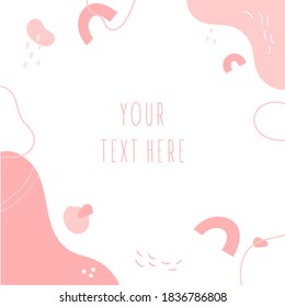Hand drawn abstract background.Various shapes and doodle objects.Simple modern trendy background template with copy space for text. Social media stories and post creative vector illustration.