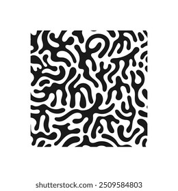 Hand drawn abstract black background. Modern card with creative trendy fluid shapes, doodle organic elements. Seamless pattern with liquid drops in retro style. Monochrome flat vector illustration