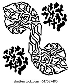 hand drawn abstract black geometric see ornament. Vector illustration.looks like seaweed