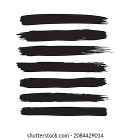 Hand drawn abstract black paint brush strokes set