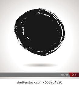 Hand drawn abstract black paint brush strokes. Vector set collection of shapes isolated on white background. Round, oval, ellipse, pyramid, circle, rectangle elements for design.