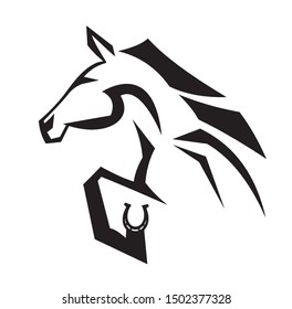 Hand Drawn Abstract Black Tribal Horse Logo Vector