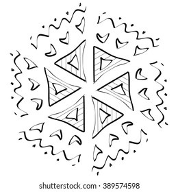 Hand drawn abstract boho ornament. Hand drawn abstract boho element. Simple doodle