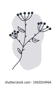 Hand drawn abstract botanical. Contemporary poster 