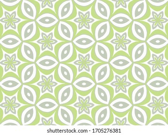 Hand drawn abstract botanical surface pattern. Doodle drawing. Flowers and leaves on a green background.