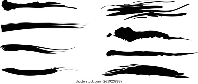 Hand Drawn Abstract Brush Stroke Vector Set for Artistic and Graphic Design
