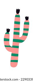 Hand drawn abstract cacti flat icon. Vector illustration