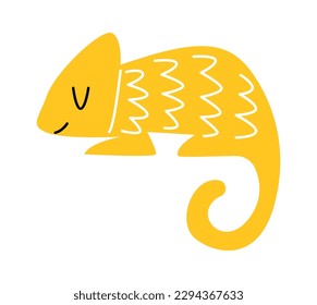 Chameleon plano dibujado a mano. Elemento de diseño animal salvaje. Ilustración del vector