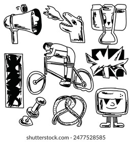 hand drawn abstract character y2k illustration