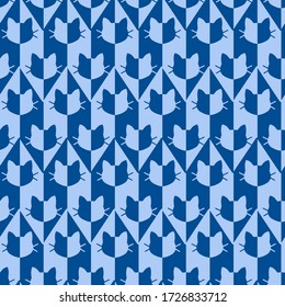 Formas triangulares geométricas obtenidas a mano con silueta de gato y patrón vector repetitivo