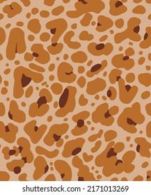Hand Drawn Abstract Cheetah Leopard Leather Animal Skin Geometric Shapes Repeating Vector Pattern Isolated Background