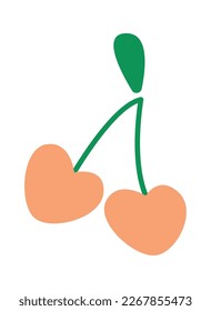 Icono plano de cerezo abstracto dibujado a mano. Ilustración del vector