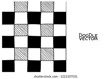 Hand drawn abstract chessboard pattern. Vector illustration.