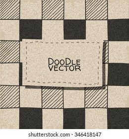 Hand drawn abstract chessboard pattern. Vector illustration.