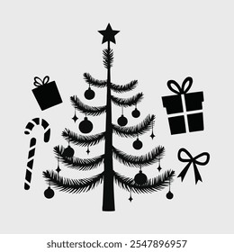 Hand drawn abstract christmas pine trees vector set