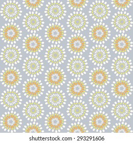 Hand drawn abstract circle floral seamless pattern. Greeting card template. 