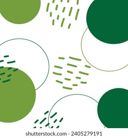 Hand drawn Abstract Circle Patterns in trendy green. Design concept for St. Patrick greetings back