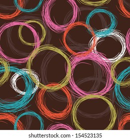 Hand drawn abstract circles seamless pattern. Abstract endless backdrop