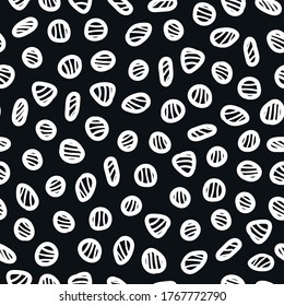 Hand drawn abstract circles seamless pattern. Vector abstract dark background. Texture for textile, card, print, postcard.
