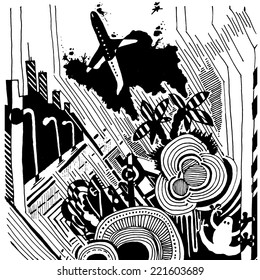Hand drawn abstract city illustration