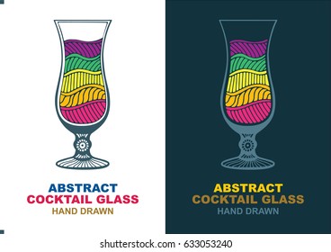 Hand drawn abstract cocktail glass set.
Cocktail glass logo, icon and design vector template.