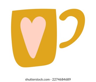 Hand drawn abstract coffee cup flat icon. Vector illustration