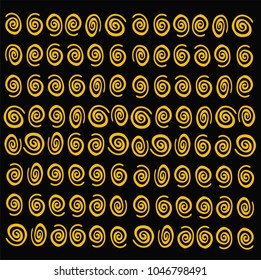 Hand drawn abstract  with colored spiral circles on light back background