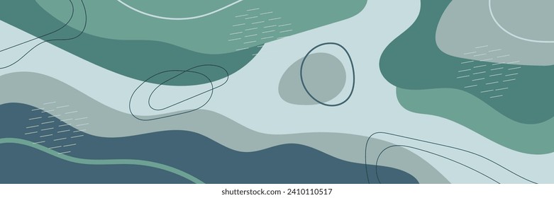 Hand drawn abstract colorful banner. Modern background with organic shapes. Contemporary artworks with creative elements pattern. Colored flat vector illustrations.