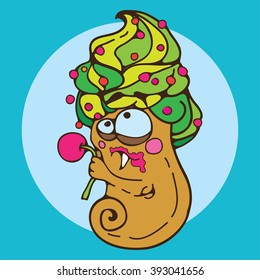 Hand drawn abstract colorful monster cake vector illustration