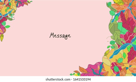 Hand drawn abstract colorful of natural leaves background 
