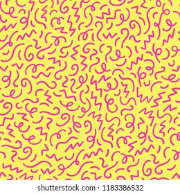 Hand drawn abstract confetti seamless pattern. Pop art fashion festival abstract background in memphis style.
