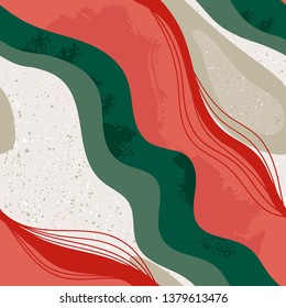 Hand drawn abstract contemporary seamless pattern. Smooth lines. Stone texture. Modern trendy colorful illustration in vector. Marbleized effect. 