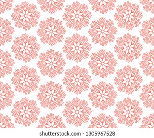 Hand drawn abstract coral flowers seamless pattern vector