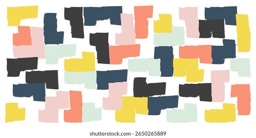Hand drawn abstract corner elements, rectangular color grunge frames, chalk text corners, quote frame, geometric pattern. Crayon marker lines, underlines, frames, texture, doodle vector sketch