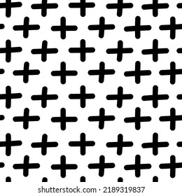 Hand drawn abstract cross seamless pattern. Plus sign endless wallpaper. Doodle style. Design for baby fabric, textile print, wrapping paper, childish textiles. Simple vector illustration.