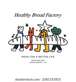 hand drawn abstract cute bread cartoon illustration