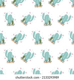 hand drawn abstract cute cactus seamless pattern premium vector