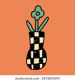 hand drawn abstract cute flowers in vase illustration