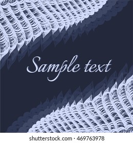 Hand drawn abstract dark blue background with diagonal symmetric waves. Boho chic. 
