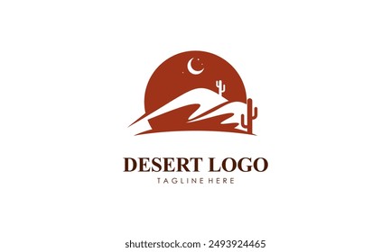 Hand Drawn Abstract Desert Logo Designs Vector Illustration