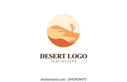 Hand Drawn Abstract Desert Logo Designs Vector Illustration