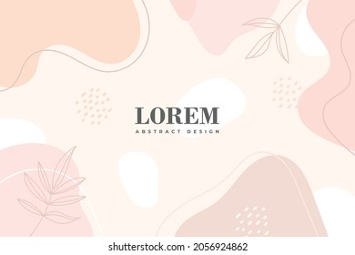 Hand drawn abstract design background with pastel colors and plant ornament. Vector illustration.