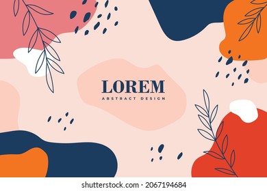 Handgezeichnet abstrakter Designhintergrund mit Pastellfarben und Pflanzenverzierungen. Vektorgrafik.