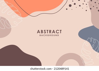 Fondo de diseño abstracto dibujado a mano con colores pastel y adornos de plantas. Ilustración vectorial.
