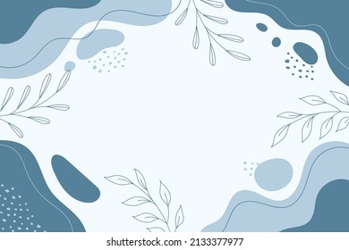 Hand drawn abstract design background with pastel colors and plant ornament. Vector illustration.