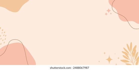 Handgezeichneter abstrakter Designhintergrund mit Pastellfarben und Pflanzenornament
