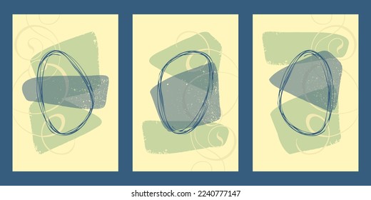 Hand drawn. Abstract design with doodles and various shapes. minimalistic geometric frames isolated vector graphic