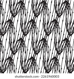 Hand drawn abstract designs and shapes, 
Art for fabrics and textiles.
Geometry monochrome ornament halftone vector background. White and black seamless pattern.